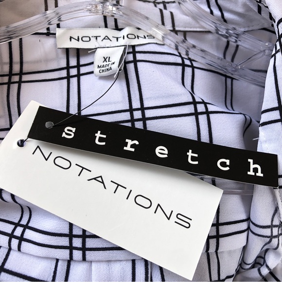 NWT Notations Button Down Blouse, White/Black Plaid, Sz XL - Picture 4 of 8